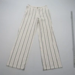 H&M Womens Linen Blend Pants Size 8 Stripe High Rise Casual 30" Inseam - Picture 1 of 13