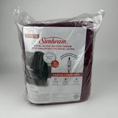 Manta Eléctrica Sunbeam Royal Ultra Heated Throw Roja 50" x 60" Poliéster NUEVA Foto 1 de 4