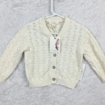 Jessica Simpson Girl Baby Sweater Cardigan Ivory Knit Infant 24M New - Image 1 of 4