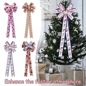 Independence Day Party Decoration Ribbon Knot Hanging Star Print Bow Decoration - Picture 1 of 9