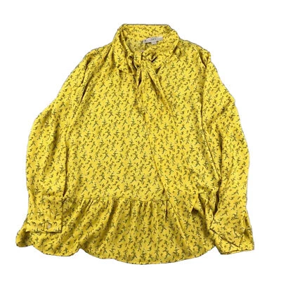 Loft Shirt Womens XS Maternity Yellow Floral Lightweight Neck Tie Blouse Top NWT - Image 1 of 4