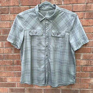 Gerry Olive Green Men's Short Sleeve Plaid Hiking Outdoor Shirt Polyester XXL - Picture 1 of 5