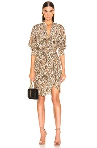 Vestido de cóctel NILI LOTAN estampado cachemir blusa imitación envoltura volantes seda 2 = XS - Imagen 1 de 12