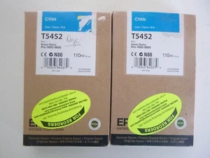 New Genuine Epson T5452 110ml Cyan Ink C13T545200 Lot of 2 Exp. 2015 - Picture 1 of 4