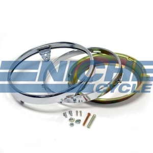 Honda Style 7" Chrome Headlight Rim & Bulb Retainer Kit 33101-300-673 - Picture 1 of 2