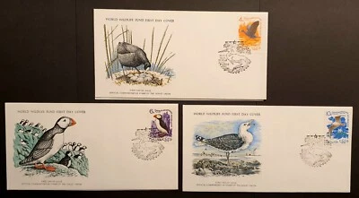 RUSSIA STAMPS 1976 WORLD WILDLIFE FUND WATER BIRDS SET OF 3 FIRST DAY COVERS (w) - Image 1 of 2