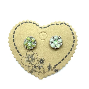 Brighton GARDEN OF EDEN Green Cote Flower Sparkle Center Pendientes de poste personalizados - Imagen 1 de 7