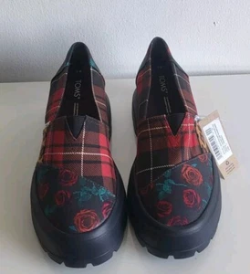 Toms Alpargata Combat Halbschuhe Lava Multi Tartan Leopard Chunky Loafer Größe 7W - Bild 1 von 9