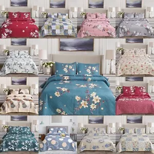 3Pcs Bedspread Set Quilted Patchwork Design Comforter Bedspread Double King Size - Picture 1 of 92