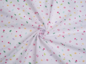 Minerva Printed Polycotton Fabric Multi on White - per metre - Picture 1 of 6