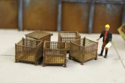 BULKSCENE - MODEL RUSTY BROWN MESH STILLAGE CONTAINERS OO GAUGE 1/76 - PACK OF 5