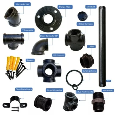 Industrial Plumbing Pipe Shelf Fittings Components Steampunk Rustic Vintage  - Image 1 of 4