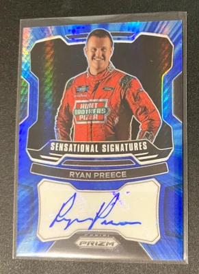 RYAN PREECE AUTOGRAPH x/25 HYPER BLUE PRIZM NASCAR - Image 1 of 2