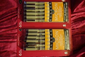 Sakura Pigma Micron Pens 6 black , 2 sets - Picture 1 of 1