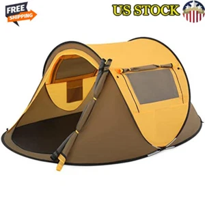 Pop Up Tent 2 Person Waterproof Easy Setup Family Travel Carry Bag Yellow New - Picture 1 of 6