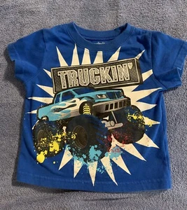 Garanimals Baby Boy “Truckin’” Short Sleeve Tshirt 12 Months Blue - Picture 1 of 3