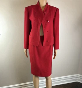 Vintage Red Courreges Wool Skirt Suit Size 0/XS - Picture 1 of 11