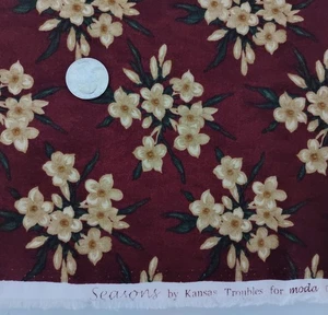 Seasons Kansas Troubles for Moda Cotton Quilt Fabric 2 yds 44" Dark Red/Brown - Picture 1 of 1