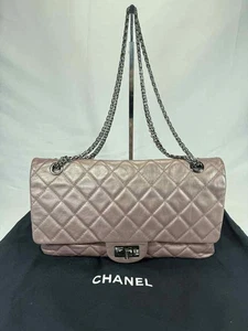 Chanel Reissue 2.55 Borsa con patta trapuntata pelle di vitello invecchiata 227 rosa malva SPB-TS 350288 - Foto 1 di 20