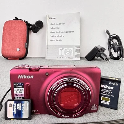 Nikon COOLPIX S9500 18.1 MP 22x Optical Zoom Digital Compact Camera Set Red - Bild 1 von 4