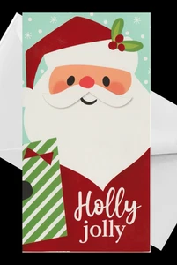 Holly Jolly Santa - Weihnachtskarte mit Folienakzentuierung groß 7 x 3,75 - Bild 1 von 3