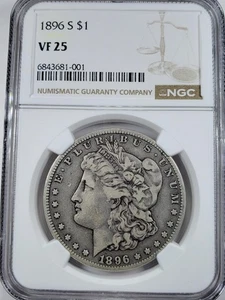 1896-S $1 Morgan Silver Dollar NGC VF 25 - Picture 1 of 4
