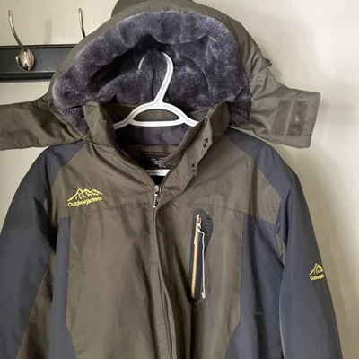 Jaqueta de esqui esporte ao ar livre supersport casaco masculino tamanho pequeno forrado de lã verde Parka - Imagem 1 de 4