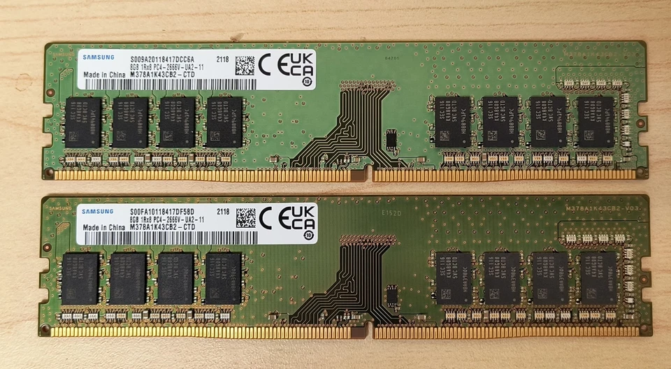 Samsung 16GB (2x8GB) 1Rx8 PC4–2666V-UA2-11  M378A1K43CB2-CTD - Image 1 of 1