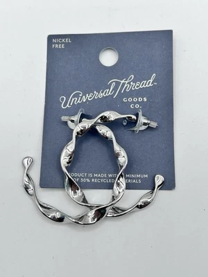 Pendientes de aro modernos de 1/2 tono plata hilo universal sin níquel 1,5" nuevos Foto 1 de 2