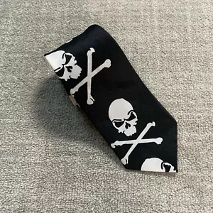 Cravatta collo Skull & Bones nera skinny Pirati dei Caraibi 2,5" W 52" L uomo - Foto 1 di 6