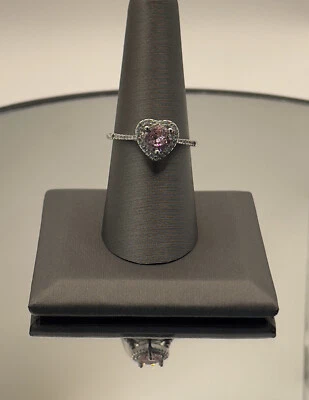 Anillo corazón para mujer pavimentado piedras preciosas ajustable Foto 1 de 2