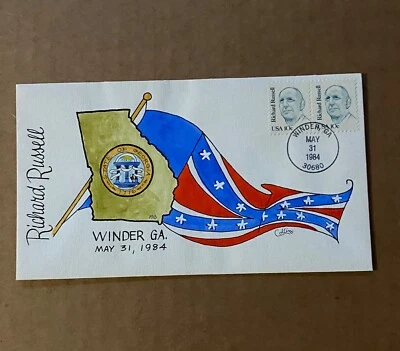 US FDC Collins Hand-Painted #1853 Richard Russell  1984 - Image 1 of 3