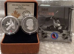 2015 Eddie Giacomin $10 Silver Proof Coin Canada, NHL Goalies, New York Rangers - Bild 1 von 2