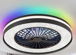 Ceiling Fan 20"Color LED Light Remote Control Bladeless Bluetooth RGB CW - Picture 1 of 17