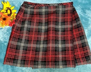 Eddie Bauer Damen Wolle kariert Wickel Minirock rot schwarz grau Gr. 8 kurz gefüttert - Bild 1 von 11