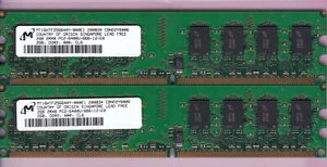 4GB 2x2GB PC2-6400 MICRON MT16HTF25664AY-800E1 DDR2-800 Desktop Ram Memory Kit - Picture 1 of 3