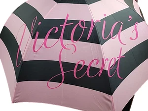 Victorias Secret Travel Size Signiture Pink Black Striped Umbrella PREOWNED - Picture 1 of 21