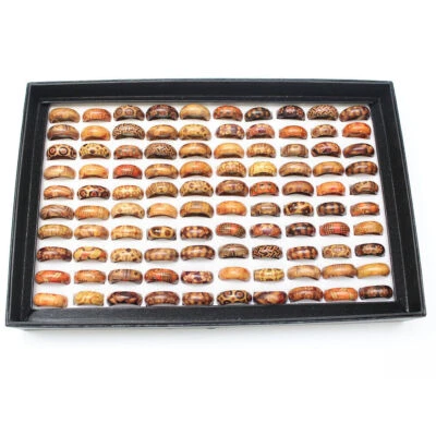 Модная лента из натурального дерева кольцо смесь оптом ювелирные изделия вечеринки подарок Craft геометрический принт - Изображение 1 из 4