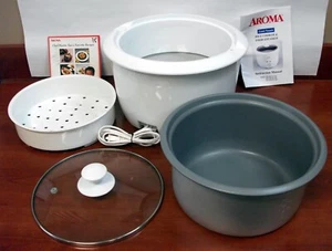 Aroma Housewares 12cup cooked One Touch Rice Cooker & steamer White ARC-822 - Picture 1 of 8