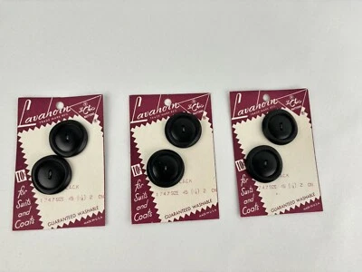 Pair of Vintage NOS Black "Lavahorn by Le Chic" Buttons 1 1/8"  - Lot Of 3 - New - Image 1 of 4