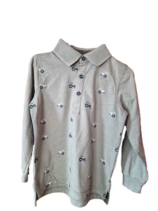 Boys Tractor Print Cotton Blend Polo Shirt Light Khaki Green 5-6 years - Picture 1 of 4