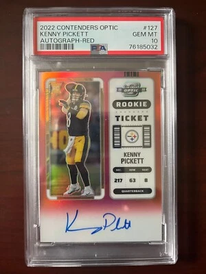 2022 Contenders Optic Kenny Pickett RC Rookie Ticket Auto Red /149 PSA 10 POP 1 - Image 1 of 2