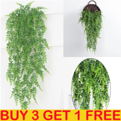 Artificial Hanging Plants Fake Fern Trailing Foliage Flowers Ivy Vine Leaf Decor - Image 1 of 4