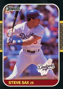 1987 Donruss Baseball Card #278 - Steve Sax - Los Angeles Dodgers