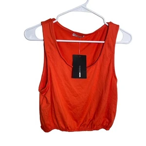 Fashion Nova Tank Top Women's Large Orange Scoop Neck Solid Basic Tee NWT - Picture 1 of 9