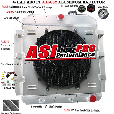 3 Row Radiator+Shroud fan Fit 1955-1959,57 Chevy GMC 100 150 Truck Pickup Apache - Изображение 1 из 4