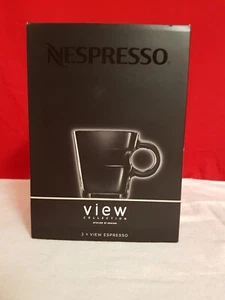 NEW Open Box- Nespresso VIEW Collection 2 Espresso Cups + 2 Stainless Saucers - Picture 1 of 4