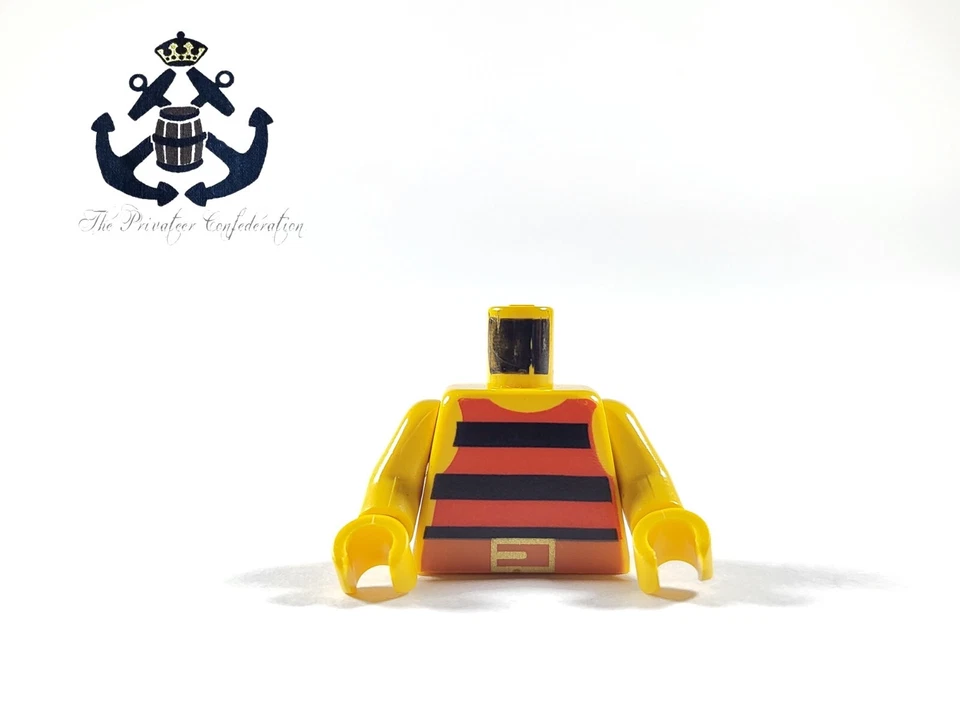 LEGO 1990s Piratas Minifigura Torso Rojo Negro Rayas Camisa 973p33c01 Isleños Foto 1 de 1
