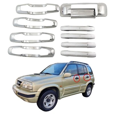 5door Car Door Handle Bowl Covers Chrome Trim For SUZUKI Grand Vitara 1999-2005 - Imagem 1 de 4