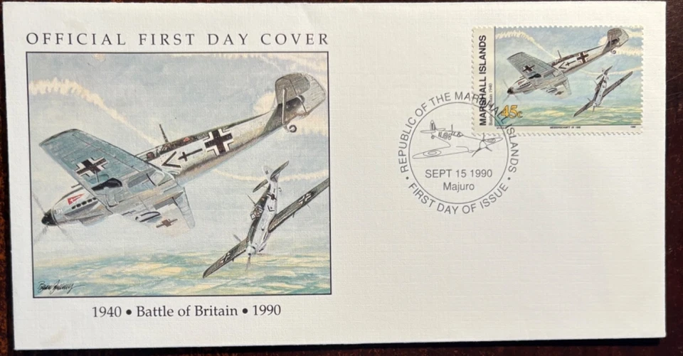 Marshall Islands FDC Battle of Britain, 1990, Hawker Hurricane Mk 1 - Image 1 of 1